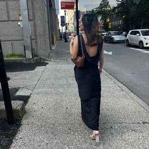 Meshki Black Backless Cowl Slip Dress